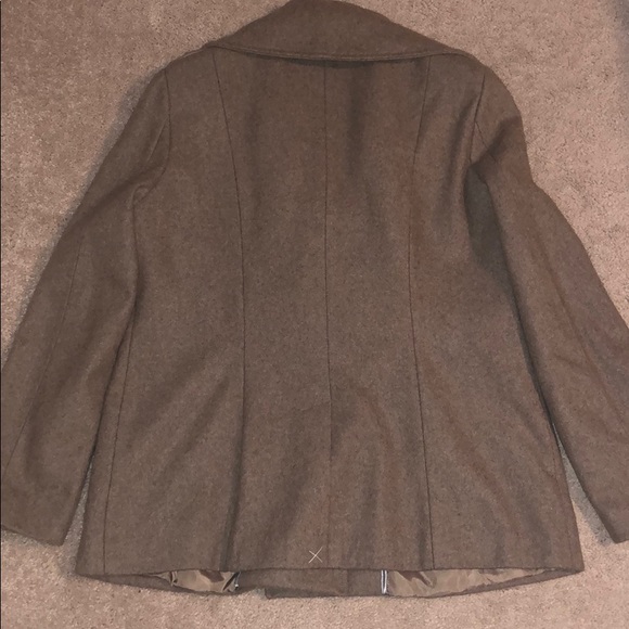 NEW YORK & CO HEATHER TAN PEA COAT - Picture 5 of 8